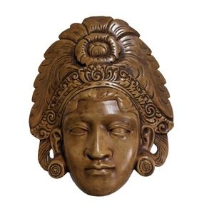 Vintage Pottery Ceramic Mask Peruvian Hanging Tribal God Goddess artist Arnels